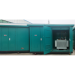 Classic dark green BTS box-type substation with IP44 protection, suitable for residential and grid use.