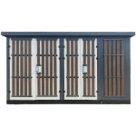 Dark blue heavy-duty BTS pre-assembled substation with ventilation louvers.
