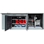 Cream white BTS box-type substation with side cooling fins and compact footprint.